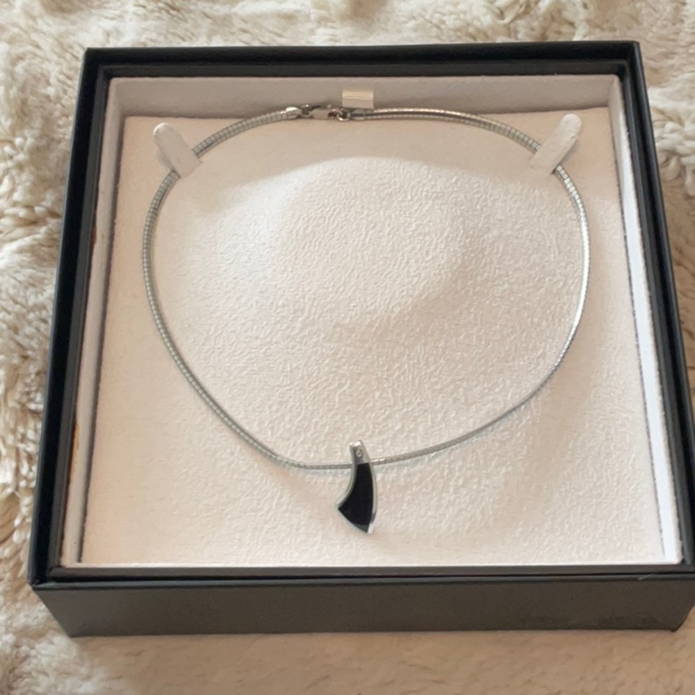 Versil 925 silver onyx diamond necklace NWT